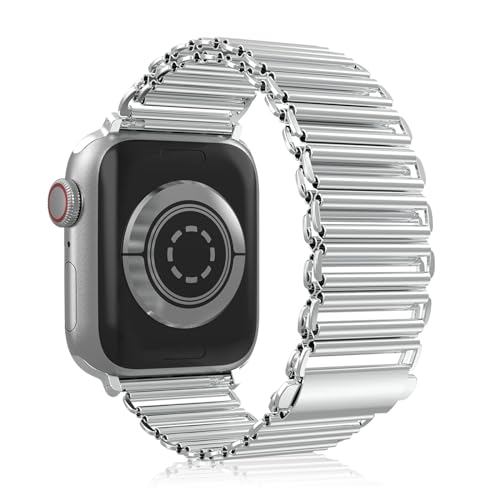 NicMool Metall Armband für Apple Watch 38mm 40mm 41mm 42mm 44mm 45mm 49mm, Damen Herren Edelstahlarmband für iWatch Ultra 2/Ultra, iWatch Series 9/8/7/6/5/4/3/2/1/SE/SE 2 - (Silber,38mm 40mm 41mm) von NicMool