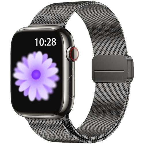 NicMool Metall Armband für Apple Watch 38mm 40mm 41mm 42mm 44mm 45mm 49mm, Magnetisch Edelstahlarmband für iWatch Ultra 2/Ultra, iWatch Series 9/8/7/6/5/4/3/2/1/SE/SE 2 - (Graphit,42mm 44mm 45mm 49mm) von NicMool