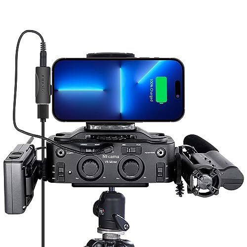 Nicama V8 2-Kanal Mikrofon Preamp mit XLR/3.5/6.35mm Eingang, Audio Adapter Mixer für Shotgun Mikrofon, Guitar Bass, DSLR Kameras, iPhone Tablet Smartphones Singen Recording von Nicama