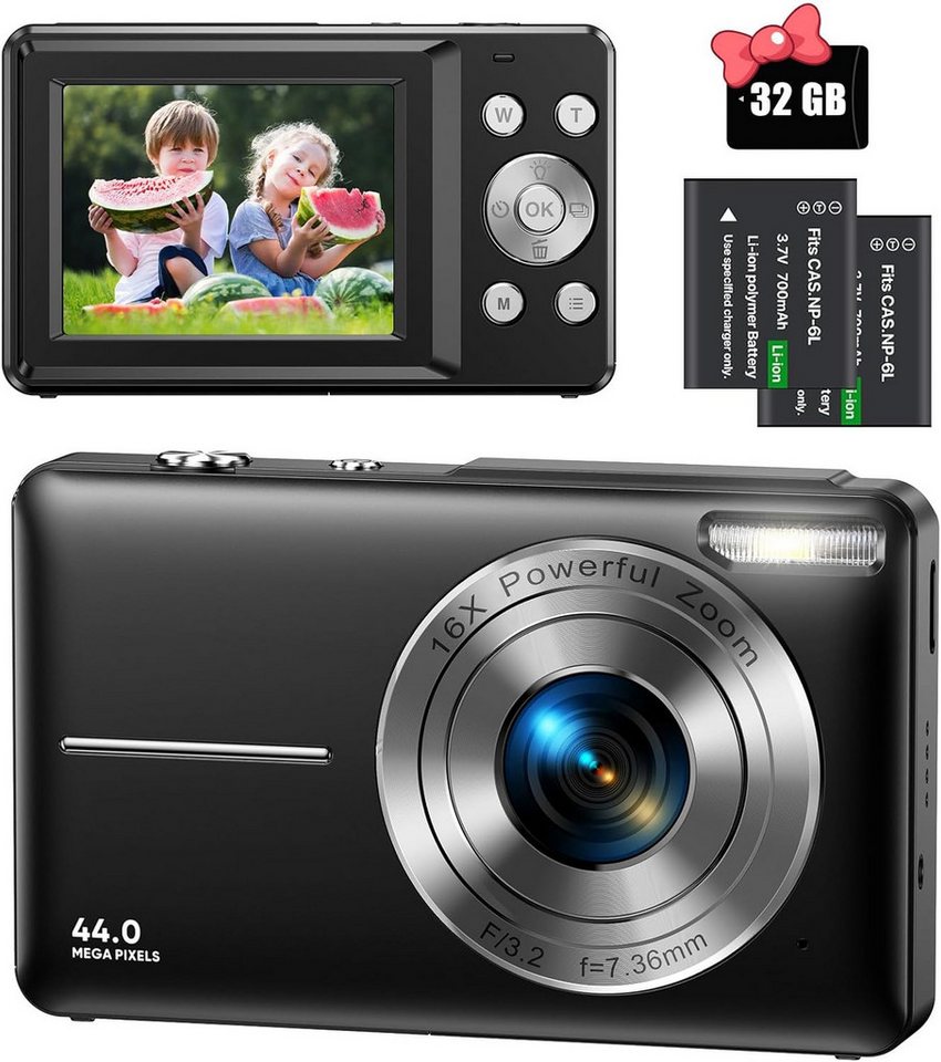 Nicamery 44MP 1080P FHD Foto 16X Digitalzoom Kinderkamera (mit 32GB Speicherkarte für Kinder, Teenager, Anfänger, Jungen, Mädchen) von Nicamery