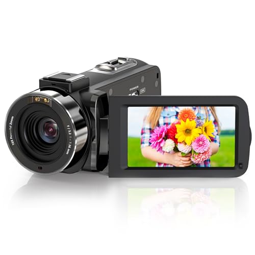 Nicamery Videokamera, Camcorder 1080P 36MP mit IR Nachtsicht 3.0 Zoll 270 Grad Drehbarer IPS Bildschirm 16X Digital Zoom, Vlog Kamera mit Fernbedienung und 2 Batterien von Nicamery