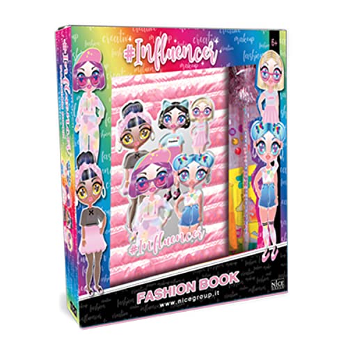 Nice Group - Influencer Fashion Book, Tagebuch mit weichem Glitzereinband, Pom-Stift, Aufkleber aus Edelsteinen und Sticker, zufällige Farbe Nice Group - Influencer Fashion Book, Tagebuch mit weichem Glitzereinband, Pom-Stift, Aufkleber aus Edelsteinen und Sticker, zufällige Farbe von Nice Group