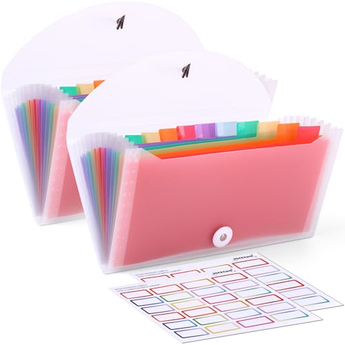 2 x Quittungsgutschein-Organizer, 13 Taschen, kleiner Akkordeon-Aktenordner mit Etiketten für Quittungskarten, Rechnungen, Business, Gutscheinaufbewahrung, 26,7 x 13 cm (transparent) von Nicecho