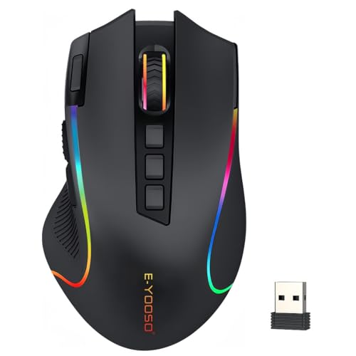 Niceon Gaming Maus kabellos RGB Wiederaufladbare, 9 Programmierbare Tasten, Langer Stunden Akkulaufzeit, Ergonomische Optische PC Mouse von Niceon