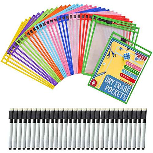 30Dry Erase Pockets Pockets Perfekte Organisation Klassenzimmer Wiederverwendbare Dry Erase Pockets Unterrichtsmaterial von Nicfaky