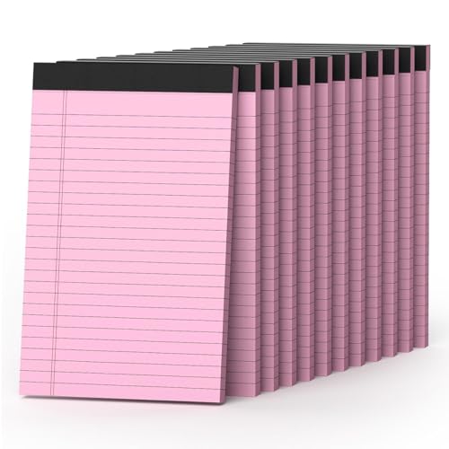 360 Blatt rosa Notizblöcke, 12,7 x 20,3 cm, 12 Stück, kleine Rechtsblöcke, liniertes Papier mit mikroperforiertem Schreibblock, 30 Blatt pro Block, kleiner Notizblock für Schule, Büro und Heimbedarf 360 Blatt rosa Notizblöcke, 12,7 x 20,3 cm, 12 Stück, kleine Rechtsblöcke, liniertes Papier mit mikroperforiertem Schreibblock, 30 Blatt pro Block, kleiner Notizblock für Schule, Büro und Heimbedarf von Nichela