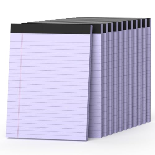 Notizblöcke, 21,6 x 27,9 cm, breit, liniert, mit mikroperforiertem Schreibblock, 30 Blatt pro Block, To-Do-Liste, Notizblock für Schule, Büro und Heimbedarf, Violett, 360 Blatt Notizblöcke, 21,6 x 27,9 cm, breit, liniert, mit mikroperforiertem Schreibblock, 30 Blatt pro Block, To-Do-Liste, Notizblock für Schule, Büro und Heimbedarf, Violett, 360 Blatt von Nichela