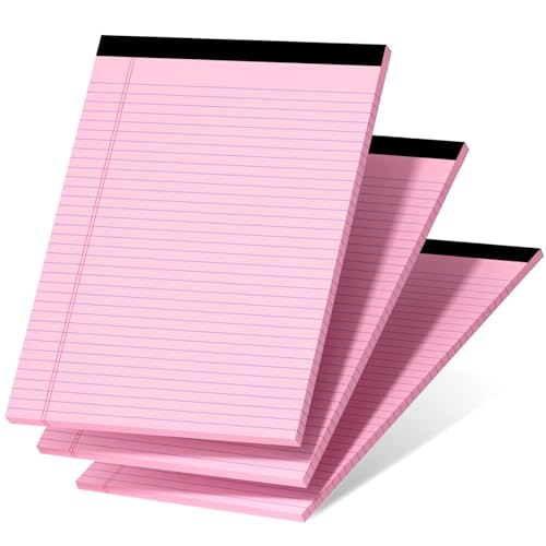 Notizblöcke, 21,6 x 28,9 cm, rosa Notizblöcke, insgesamt 75 Blatt, mikroperforierte Schreibblöcke, farbig liniertes Papier, College-Block, Notizblock, To-Do-Liste für Schule und Bürobedarf, 3 Stück Notizblöcke, 21,6 x 28,9 cm, rosa Notizblöcke, insgesamt 75 Blatt, mikroperforierte Schreibblöcke, farbig liniertes Papier, College-Block, Notizblock, To-Do-Liste für Schule und Bürobedarf, 3 Stück von Nichela