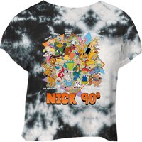 Nickelodeon Nostalgia Damen Cropped T-Shirt - Schwarz Tie Dye - L von Nickelodeon
