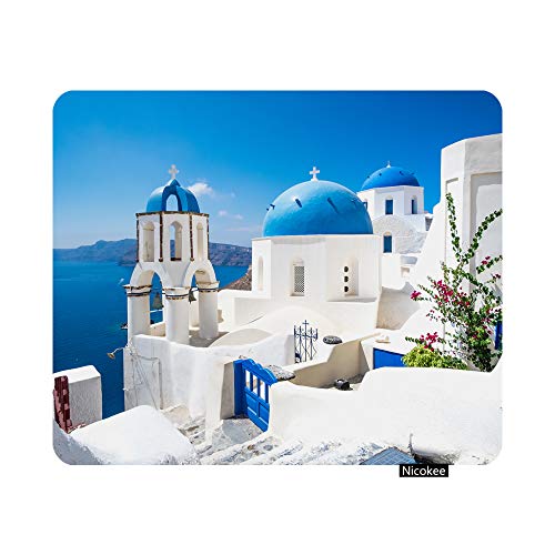 Nicokee Gaming-Mauspad, malerische Ansicht traditioneller zykladischer weißer Häuser und blauer Kuppel in Oia Village Santorini Insel Griechenland, Laptop, 24.9 x 20.9 cm Nicokee Gaming-Mauspad, malerische Ansicht traditioneller zykladischer weißer Häuser und blauer Kuppel in Oia Village Santorini Insel Griechenland, Laptop, 24.9 x 20.9 cm von Nicokee