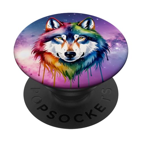 Aquarellwolf, Wolfsgesicht für Wölf-Liebhaber, künstlerischer Wolf PopSockets Klebender PopGrip Aquarellwolf, Wolfsgesicht für Wölf-Liebhaber, künstlerischer Wolf PopSockets Klebender PopGrip von Nicole Lynne Designs
