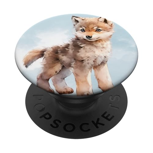 Aquarellwolf, Wolfsgesicht für Wölf-Liebhaber, künstlerischer Wolf PopSockets Klebender PopGrip Aquarellwolf, Wolfsgesicht für Wölf-Liebhaber, künstlerischer Wolf PopSockets Klebender PopGrip von Nicole Lynne Designs