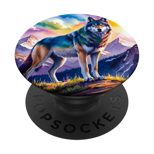 Aquarellwolf, Wolfsgesicht für Wölf-Liebhaber, künstlerischer Wolf PopSockets Klebender PopGrip Aquarellwolf, Wolfsgesicht für Wölf-Liebhaber, künstlerischer Wolf PopSockets Klebender PopGrip von Nicole Lynne Designs