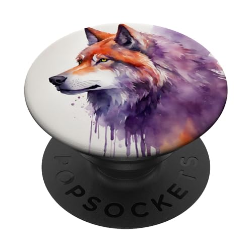 Aquarellwolf, Wolfsgesicht für Wölf-Liebhaber, künstlerischer Wolf PopSockets Klebender PopGrip Aquarellwolf, Wolfsgesicht für Wölf-Liebhaber, künstlerischer Wolf PopSockets Klebender PopGrip von Nicole Lynne Designs