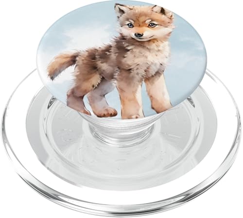 Aquarellwolf, Wolfsgesicht für Wölf-Liebhaber, künstlerischer Wolf PopSockets PopGrip für MagSafe von Nicole Lynne Designs