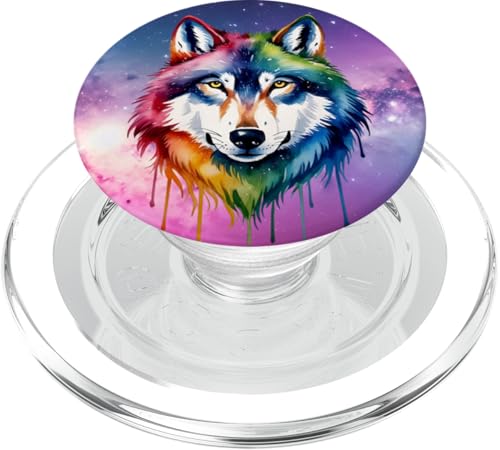Aquarellwolf, Wolfsgesicht für Wölf-Liebhaber, künstlerischer Wolf PopSockets PopGrip für MagSafe von Nicole Lynne Designs