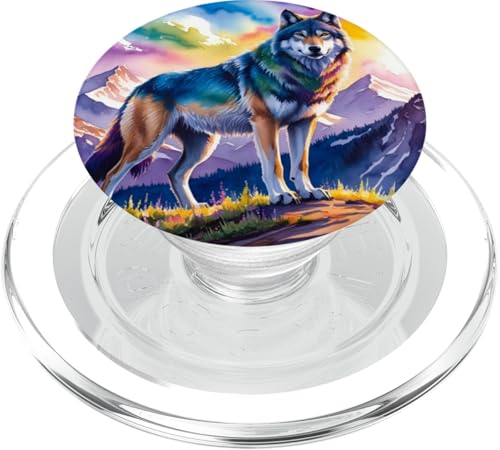 Aquarellwolf, Wolfsgesicht für Wölf-Liebhaber, künstlerischer Wolf PopSockets PopGrip für MagSafe von Nicole Lynne Designs