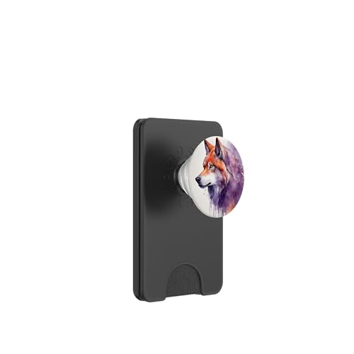 Aquarellwolf, Wolfsgesicht für Wölf-Liebhaber, künstlerischer Wolf PopSockets PopWallet für MagSafe von Nicole Lynne Designs