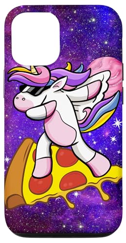 Einhorn surft auf Pizza in der Galaxie, Lustiges Einhorn, Hülle für iPhone 12/12 Pro von Nicole Lynne Designs