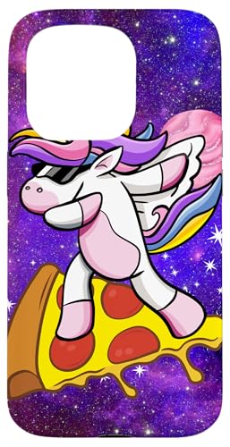 Einhorn surft auf Pizza in der Galaxie, Lustiges Einhorn, Hülle für iPhone 15 Pro von Nicole Lynne Designs