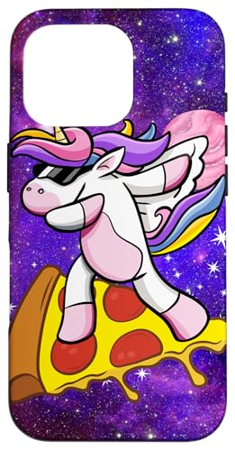 Einhorn surft auf Pizza in der Galaxie, Lustiges Einhorn, Hülle für iPhone 16 Pro von Nicole Lynne Designs