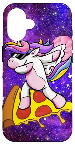 Einhorn surft auf Pizza in der Galaxie, Lustiges Einhorn, Hülle für iPhone 16 von Nicole Lynne Designs