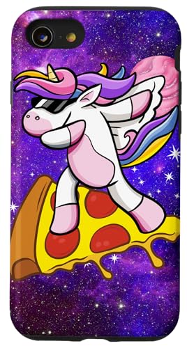 Einhorn surft auf Pizza in der Galaxie, Lustiges Einhorn, Hülle für iPhone SE (2020) / 7 / 8 von Nicole Lynne Designs