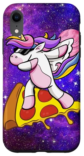 Einhorn surft auf Pizza in der Galaxie, Lustiges Einhorn, Hülle für iPhone XR von Nicole Lynne Designs