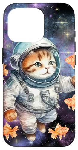 Galaxie-Design, lustige Katze, Saturn, Katze, lustiger Katzenliebhaber Hülle für iPhone 16 Pro von Nicole Lynne Designs