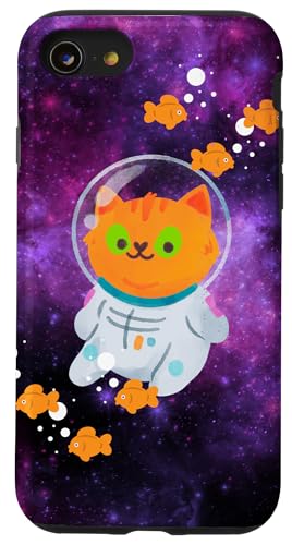 Galaxie-Design, lustige Katze, Saturn, Katze, lustiger Katzenliebhaber Hülle für iPhone SE (2020) / 7 / 8 von Nicole Lynne Designs