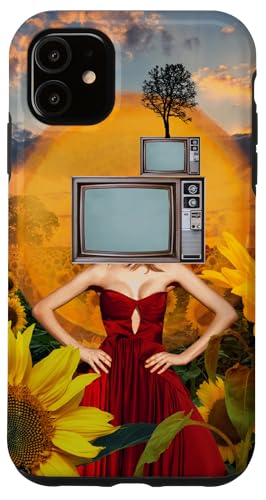 Hülle für iPhone 11 Retro Pop Art, abstrakte bunte Frau, Gesicht abstrakt, Kunst von Nicole Lynne Designs