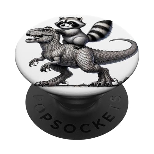 Waschbär, süßer Waschbär, T-Rex-Dino, Waschbärliebhaber, Dinosaurier PopSockets Klebender PopGrip von Nicole Lynne Designs