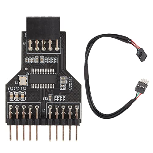 Nicoone 9-poliger USB-Splitter, 9-poliger auf Zwei 9-poliger Inline-USB2.0-Anschluss Buchse 1 auf 2 Stecker 0,3 m Verlängerungs-Splitterkabel USB-Header-Hub von Nicoone