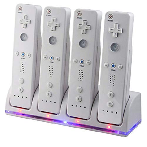 Nicoone Ladestation für Wii Controller, 4 in 1 Controller Ladestation mit 4 Stück 2800 mAh Wiederaufladbaren Batterien für Wii/Wii U-Spielfernbedienung von Nicoone
