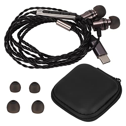 Nicoone USB-C-Kopfhörer, Typ-C-Kopfhörer, Stereo-In-Ear-Ohrhörer, HiFi-Stereo-Monitor-Ohrhörer mit Aufbewahrungsbox, kabelgebundener DAC-Kopfhörer mit Mikrofon, für Audiophile Musiker von Nicoone