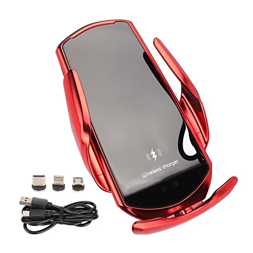 Smart Sensor Car Portable Wireless Magenetic Charger Air Vent Mount Holder Q3 15W Handy Schnellladung(Rot) von Nicoone