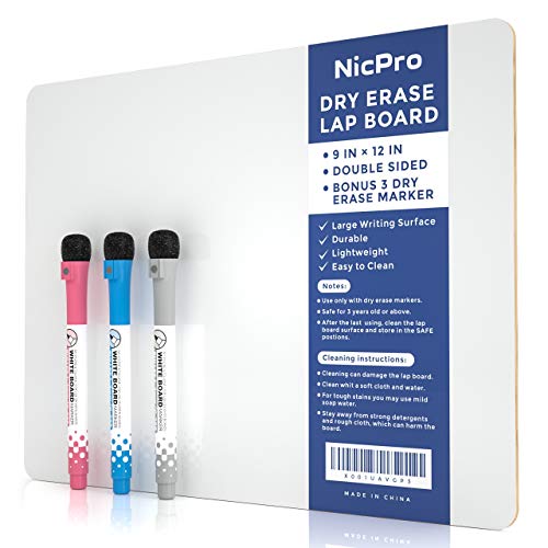 Nicpro Whiteboard Klein A4, Doppelseitiges Desktop Schreibtafel mit 3 Bunte Stifte, Schwamm, tragbares Mini Whiteboard für Kinder, Schüler, Klassenzimmer, Schulmaterial, Lernen (22 x 30 cm) von Nicpro