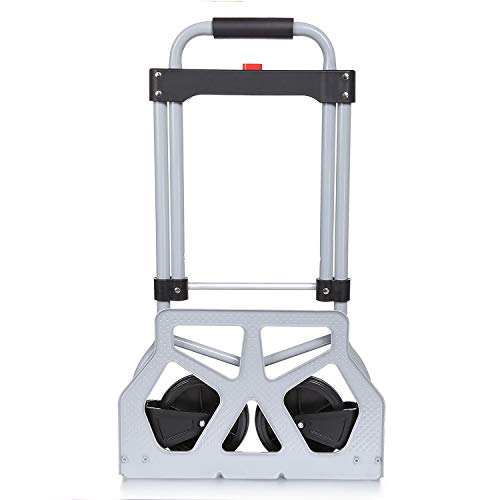 Nictemaw Transportkarre, Transportkarre, Sackkarre, faltbar, Belastung 100 kg, Handwagen mit 2 Rädern, mit Teleskopgriff aus Aluminium, silberfarben Nictemaw Transportkarre, Transportkarre, Sackkarre, faltbar, Belastung 100 kg, Handwagen mit 2 Rädern, mit Teleskopgriff aus Aluminium, silberfarben von Nictemaw