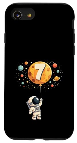 7. Geburtstag Kleiner Astronaut Weltraum Party 7 Jahre Alt Hülle für iPhone SE (2020) / 7 / 8 von Niedliche Astronauten Weltraum Geburtstags Designs