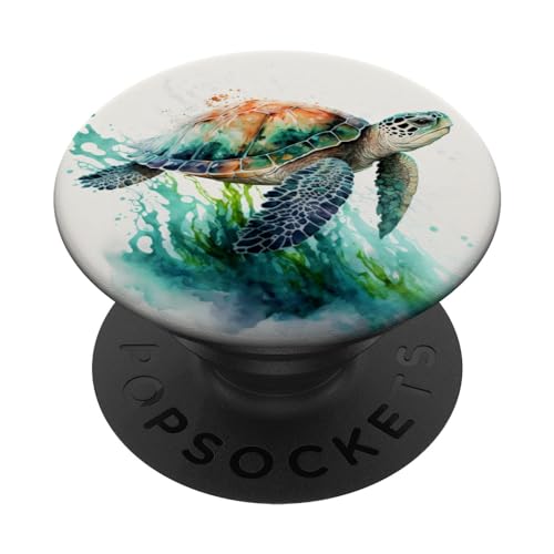 Meeresschildkröte Im Ozean Aquarell PopSockets Klebender PopGrip von Niedliche Meeresschildkröten