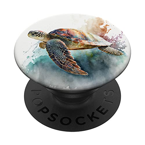 Meeresschildkröte Im Ozean Aquarell PopSockets mit austauschbarem PopGrip von Niedliche Meeresschildkröten