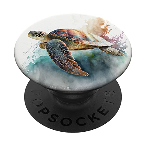 Niedliche Meeresschildkröten PopSockets Klebender PopGrip für Smartphones mit harten Plastikgehäusen - Schwarz von Niedliche Meeresschildkröten