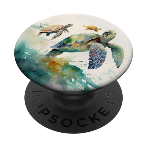 Meeresschildkröte Im Ozean Aquarell PopSockets mit austauschbarem PopGrip von Niedliche Meeresschildkröten