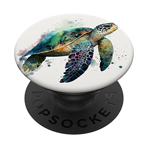 Meeresschildkröte Im Ozean Aquarell PopSockets mit austauschbarem PopGrip von Niedliche Meeresschildkröten