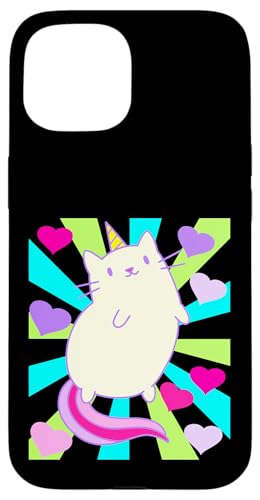 Einhorn Einhörner Retro Katze Katzen Vintage 80er 90er Kind Hülle für iPhone 15 Einhorn Einhörner Retro Katze Katzen Vintage 80er 90er Kind Hülle für iPhone 15 von Niedliche Tiere für Kinder
