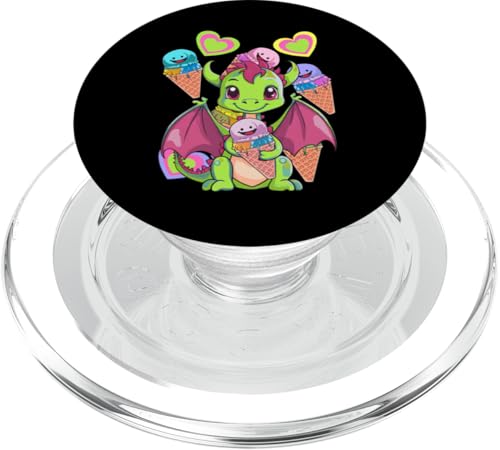 Kind Kinder Teenie Mädchen Jungen Retro Eis Drache Drachen PopSockets PopGrip für MagSafe Kind Kinder Teenie Mädchen Jungen Retro Eis Drache Drachen PopSockets PopGrip für MagSafe von Niedliche Tiere für Kinder
