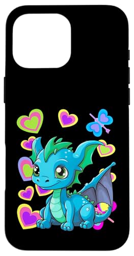 Kinder Kind Kleinkinder Retro 80er Herzen Drache Drachen Hülle für iPhone 16 Pro Max Kinder Kind Kleinkinder Retro 80er Herzen Drache Drachen Hülle für iPhone 16 Pro Max von Niedliche Tiere für Kinder