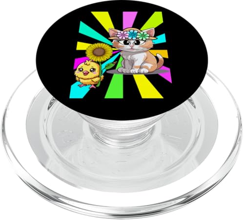 Sommer Katze Retro Küken Kinder Kind Katze Blume Hühner Baby PopSockets PopGrip für MagSafe Sommer Katze Retro Küken Kinder Kind Katze Blume Hühner Baby PopSockets PopGrip für MagSafe von Niedliche Tiere für Kinder