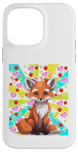 Sommer Kind Retro Füchse Kinder Füchse Vintage Erdbeeren Hülle für iPhone 14 Pro Max von Niedliche Tiere für Kinder