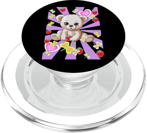Sommer Sommerzeit Erdbeeren Teddy Kinder Teddybär Retro 80er PopSockets PopGrip für MagSafe Sommer Sommerzeit Erdbeeren Teddy Kinder Teddybär Retro 80er PopSockets PopGrip für MagSafe von Niedliche Tiere für Kinder